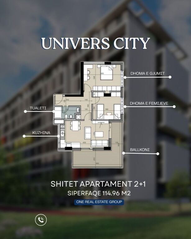 Univers City , 2+1 in vendita con vista sul parco