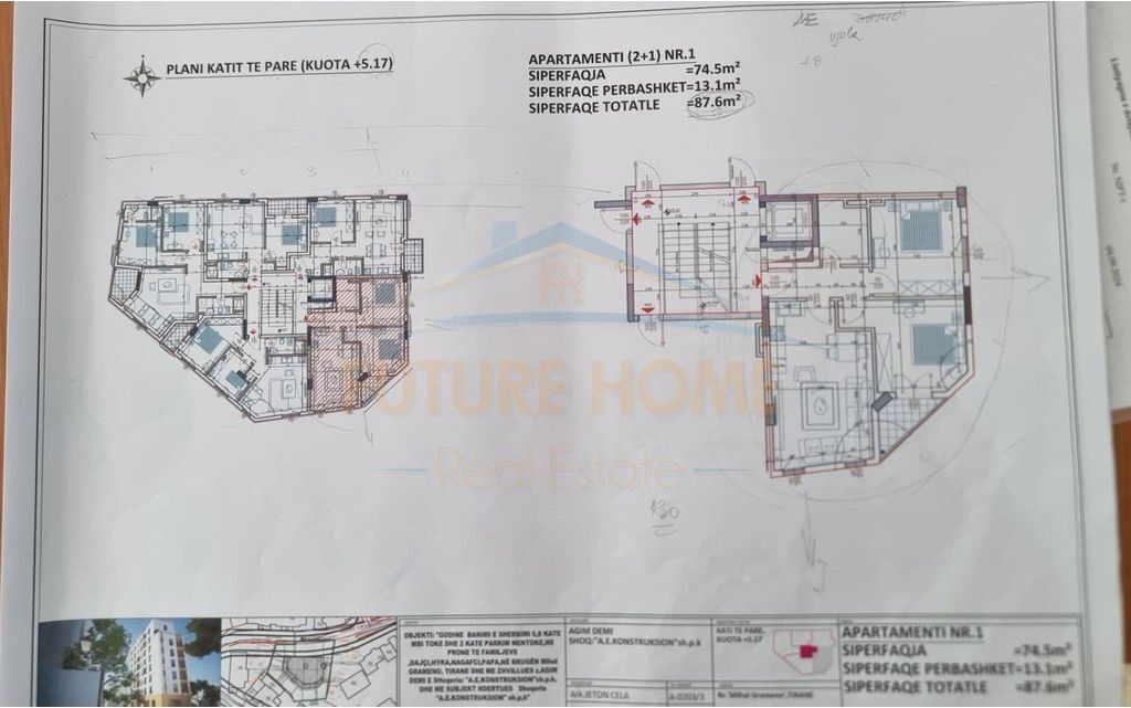 Shitet apartament 2+1 prane shkolles Mihal Grameno