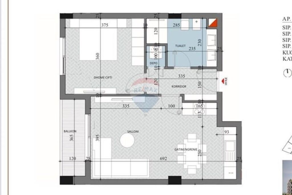 Apartment 1+1 for sale in Paskuqan.