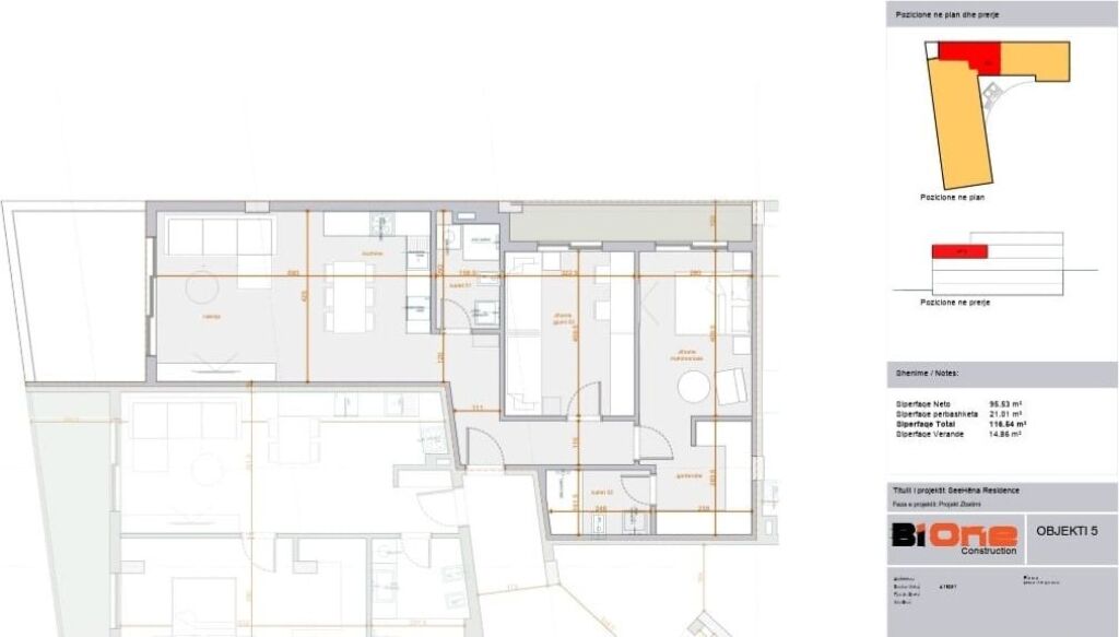 Apartment 2+1+2 with parking space For Sale at SEE HENA, in Mjull - Bathore, Tirana