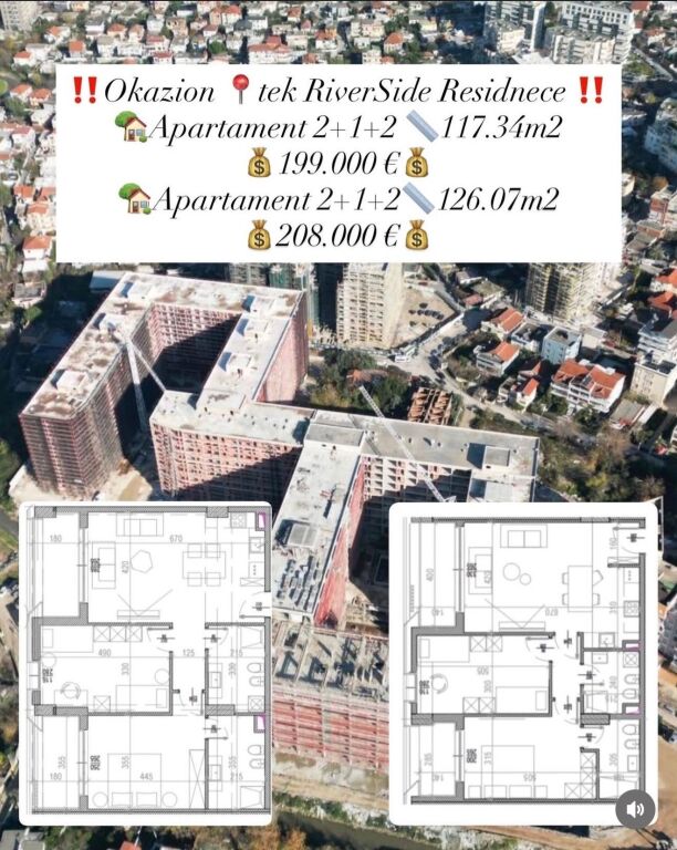 SHITET APARTAMENT 2+1 RIVERSIDE RESIDENCE