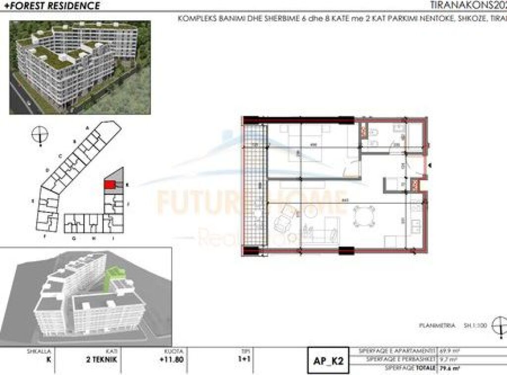 Shitet, Apartament 1+1+Post Parkimi, Forest Residence, Shkoze, Tirane.