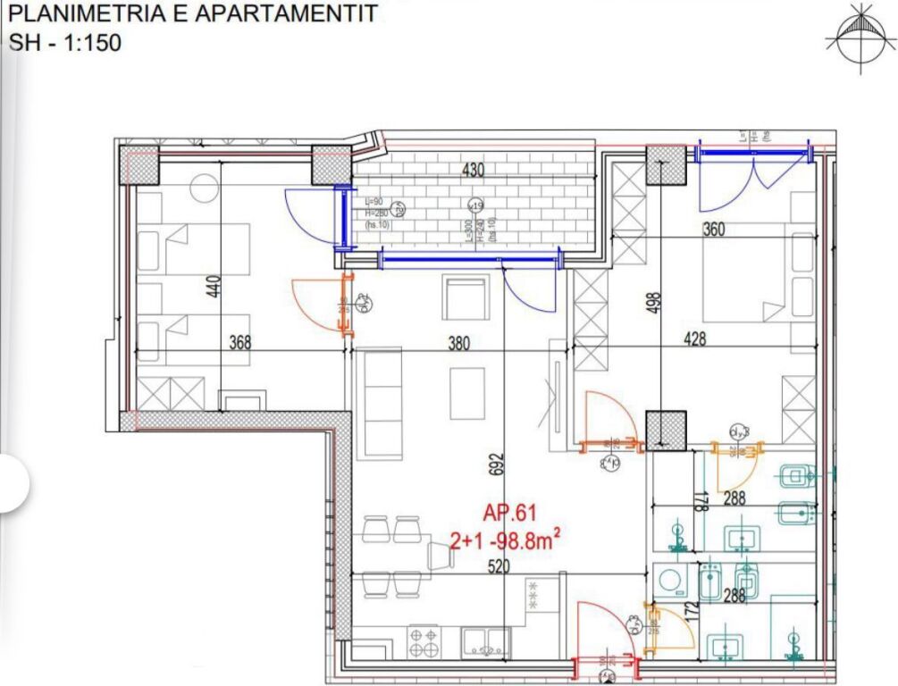 SHITET APARTAMENT 2+1 DON BOSKO 211.000 EURO