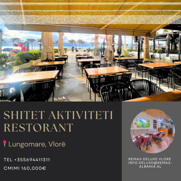 BUSINESS FOR SALE – RESTAURANT ON THE FRONT LINE, LUNGOMARE VLORË