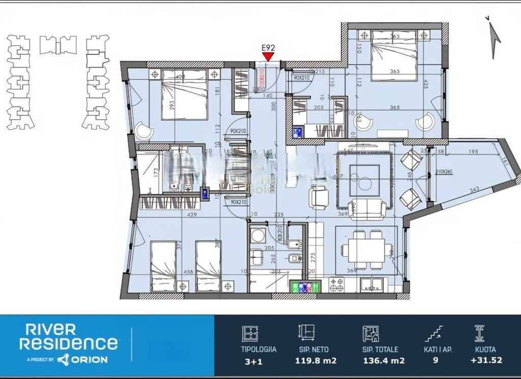 APARTMENT 3+1+2 FOR SALE IN RIVER RESIDENCE!
