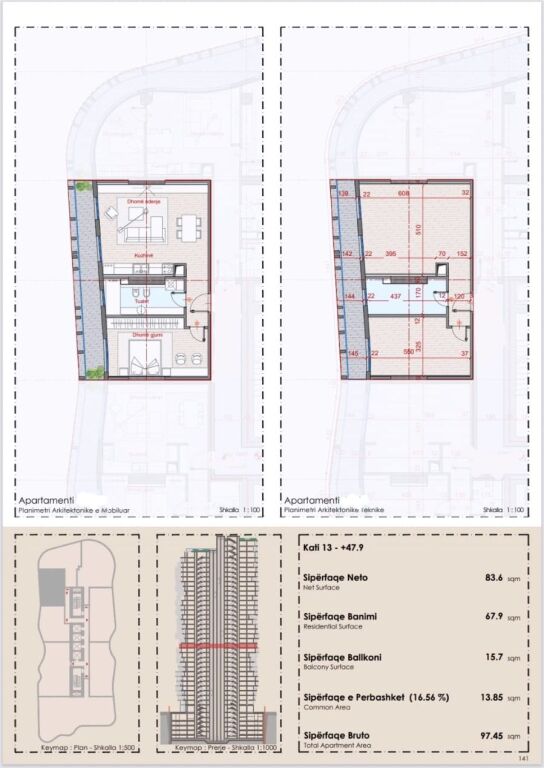 *SHITET: 1+1 Ne Kulle Moderne📍Zogu I Zi ( Top Seven Tower) - 195.000€ | 🔥2000€/m2🔥 - Kt.13 - Sp.97.5m² || Investim Elitar ne Zemer te Tiranes✨️