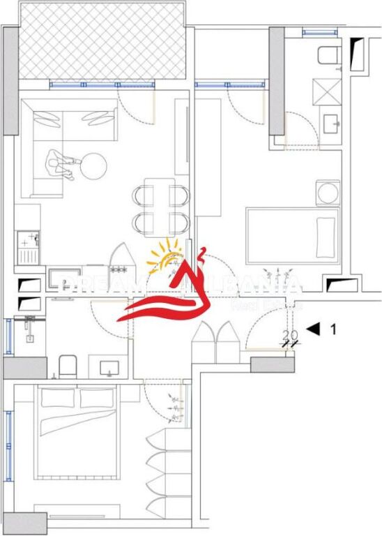Jepet me qera apartament 2+1+post parkimi tek rruga e Durrsit prane Colosseo (ID 4219386)