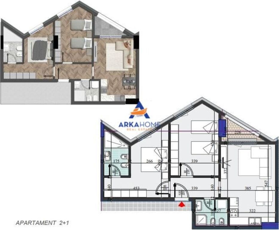 SHITET APARTAMENT 2+1 "TEK COLINNADE" 170.275 EURO