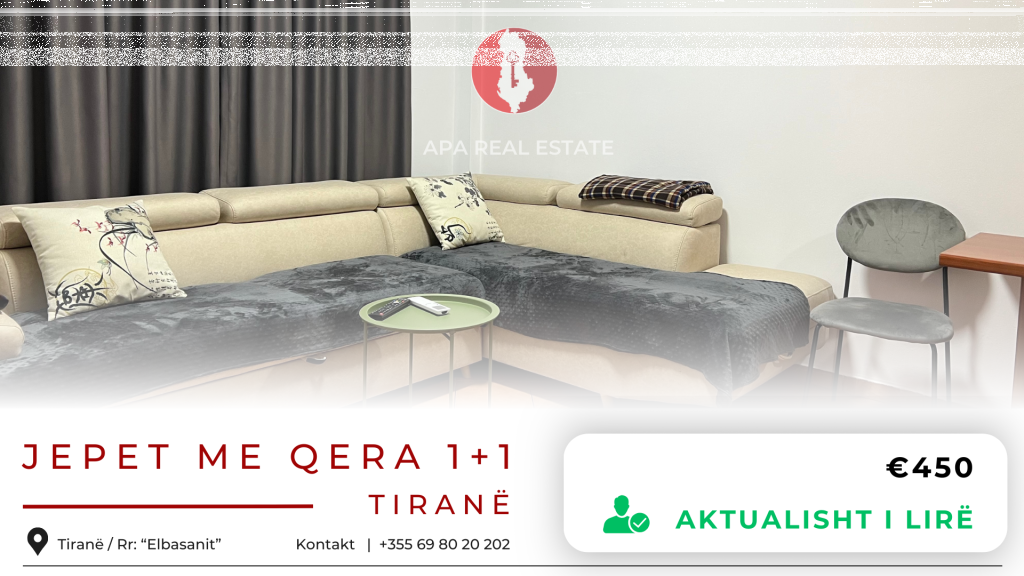 JEPET ME QERA APARTAMENT 1+1  📍 Rruga e Elbasanit