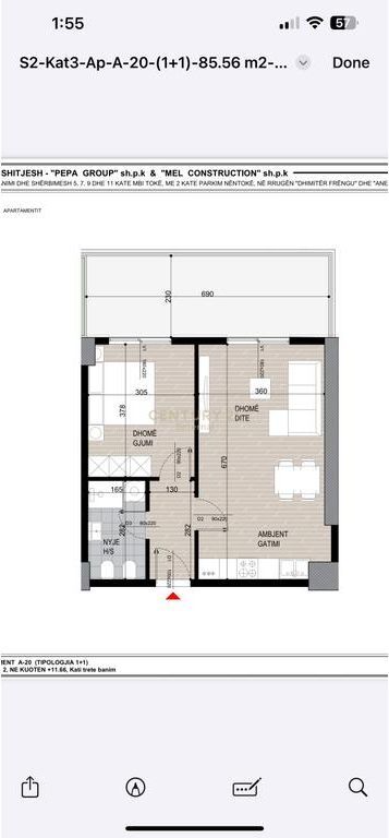 Apartament 1+1 per shitje tek Ish-Fusha e Aviacionit