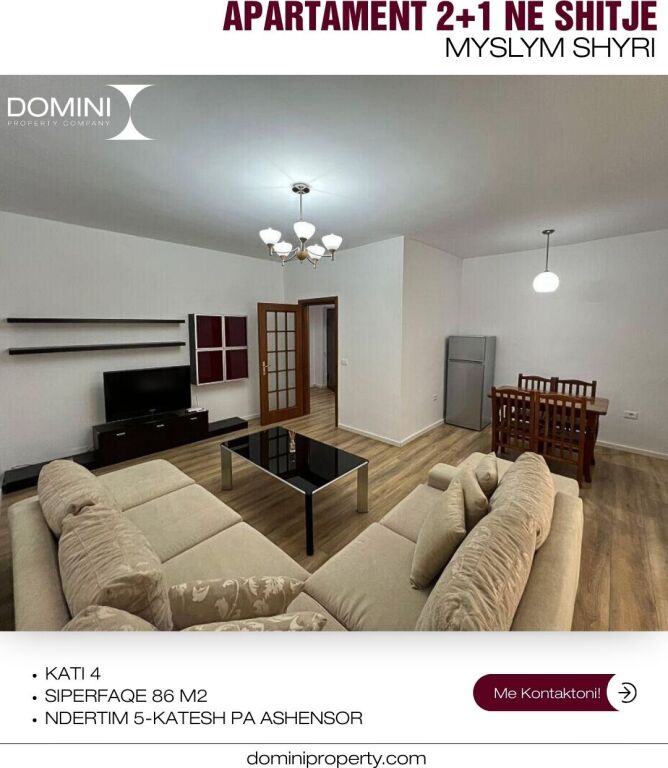 Apartament 2+1 Ne Shitje te rruga Myslym Shyri