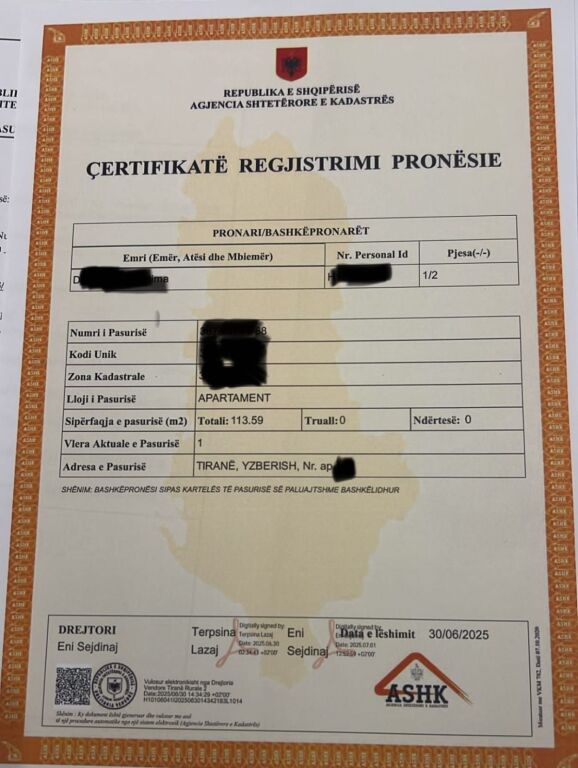 Apartment 2+1+1 FOR SALE WITH AREA M², . Rexhep Shala Street, Tirana ALBANIA ‼