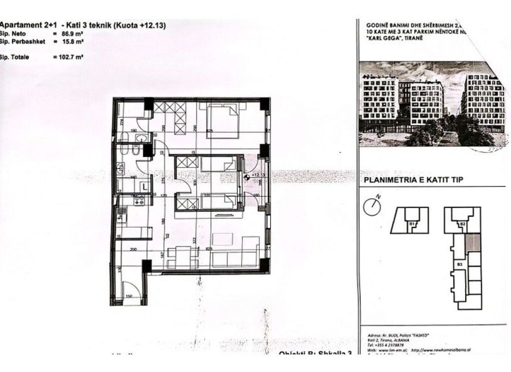 SHITET APARTAMENT 2+1 TEK Novus Complex