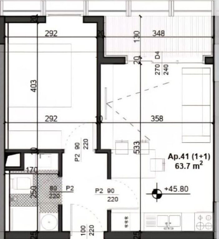 🏢Zogu i Zi, at the Residence “Soho Towers” apartment 1+1 for sale, 181,545Euro