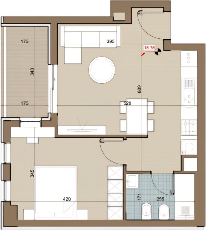 SHITET APARTAMENT 1+1 NË ZONEN E KAMZES