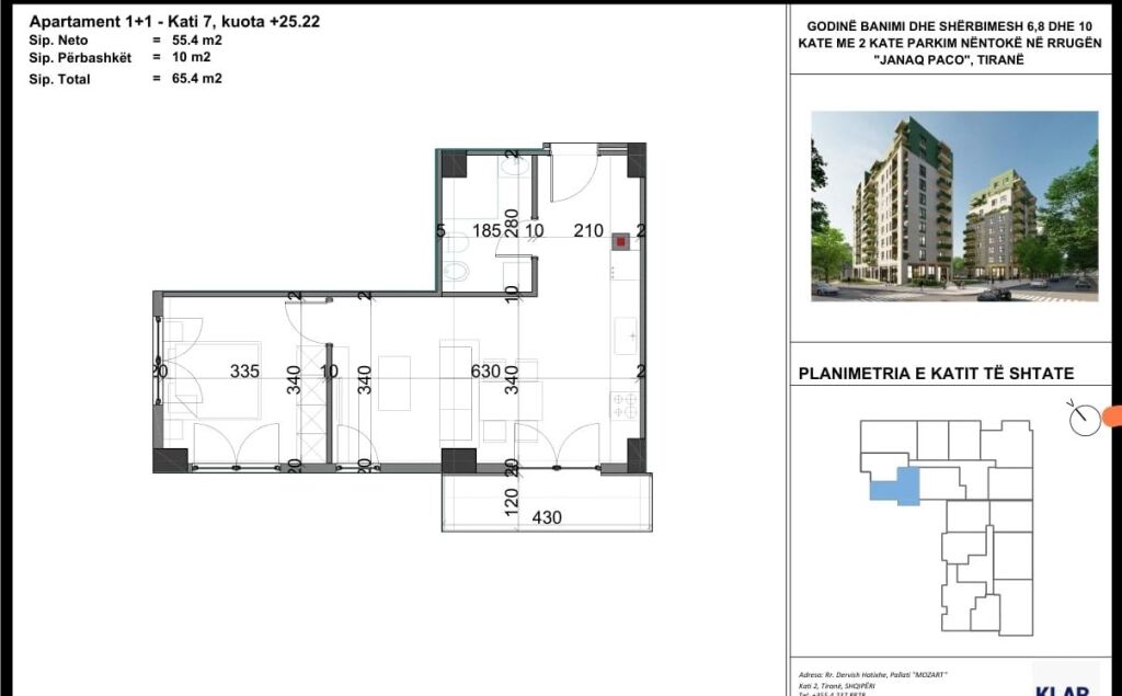 🏠 Shitet apartament 1+1 – Viva 2, Tiranë