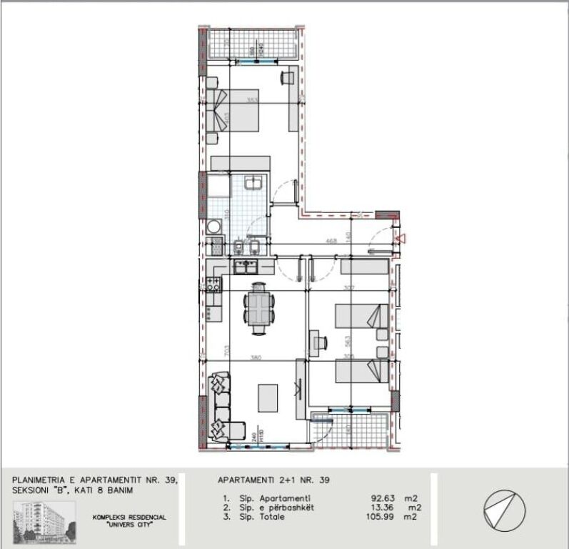 APPARTAMENTO 2+1+2 BAGNI IN VENDITA A UNIVERS CITY VICINO AL CENTRO COMMERCIALE QTU, TIRANA