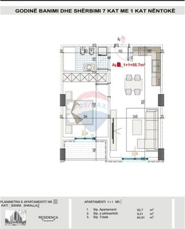 Apartament 1+1 i perfunduar ne Paskuqan