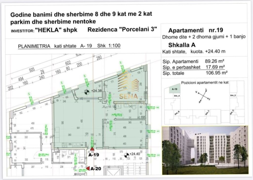 Shitet Apartament 2+1+Blk, Porcelan – Rezidenca “Porcelan 03”, 171.000 Euro