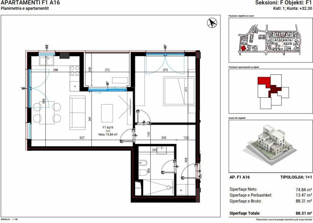 Apartment 1+1 for sale in SanTorini Residence