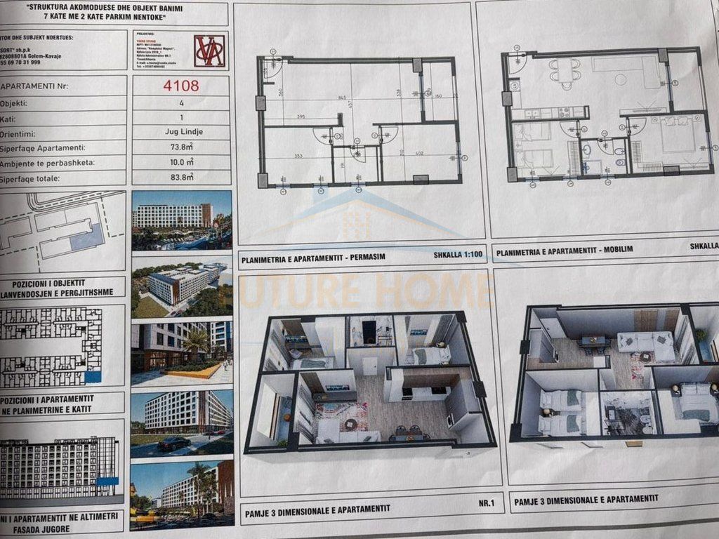 Shitet, Apartament 2+1, Rezidenca "VM ", Golem, Kavajë