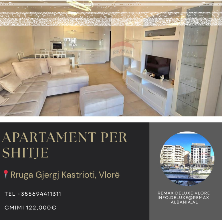 Premium Apartment 1+1 for Sale – Gjergj Kastrioti Street, Vlora