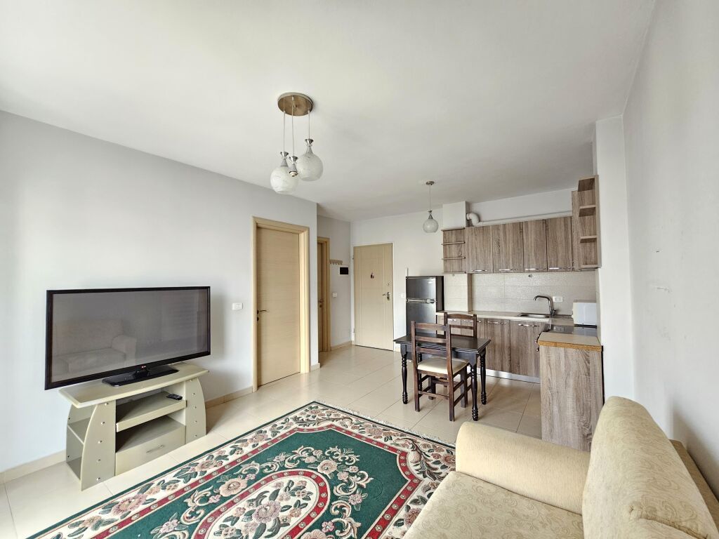 For Rent: 1+1 Apartment (Residence Ana – Qytet Studenti) K2, New Building with Elevator | Furnished, Air Conditioning | Bedroom with Parquet | Very Regular Layout