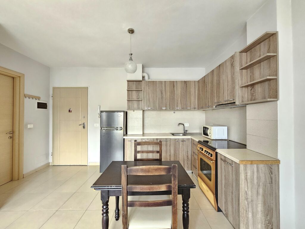 For Rent: 1+1 Apartment (Residence Ana – Qytet Studenti) K2, New Building with Elevator | Furnished, Air Conditioning | Bedroom with Parquet | Very Regular Layout