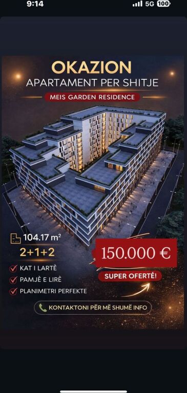 Apartament 2+1+2 ne shitje tek Fusha e  AVIACIONIT