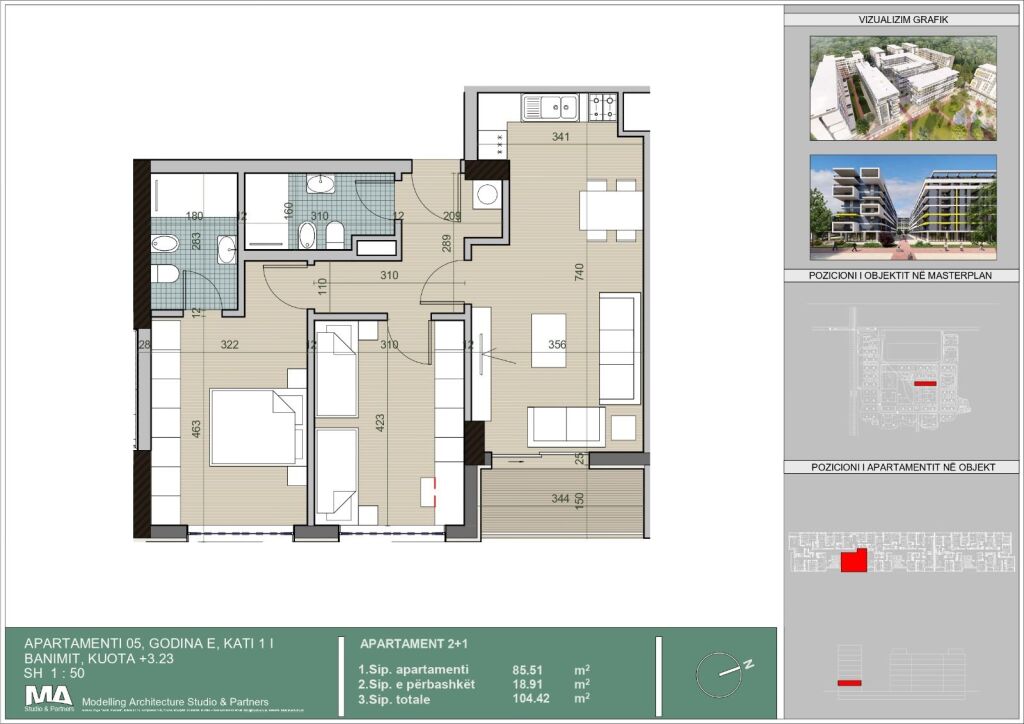 SHITET APARTAMENT 2+1+2 ~ UNIVERS CITY, PRANE QTU-SE