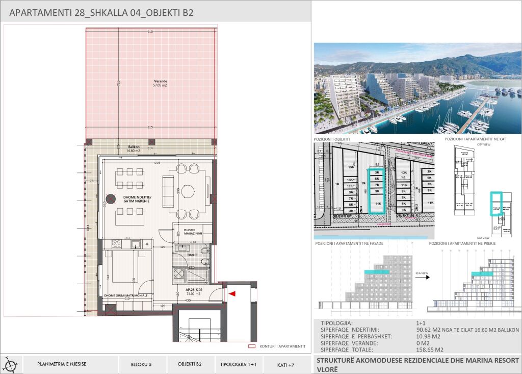 Apartament 1+1+post parkimi Vlore (Vlora Marina)
