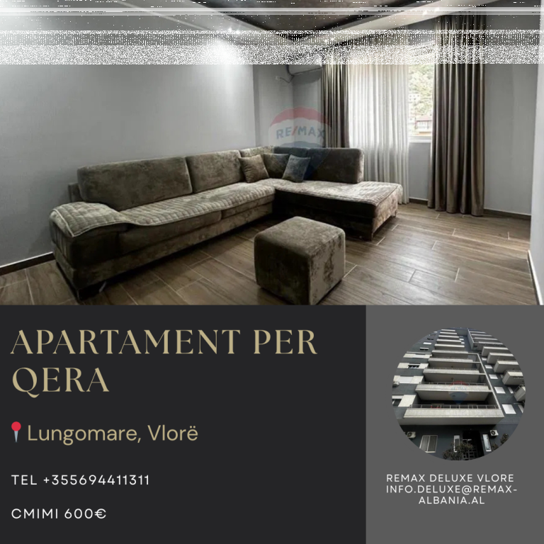 Apartament Modern 2+1 me Qira në Lungomare, Vlorë – 600€/Muaj