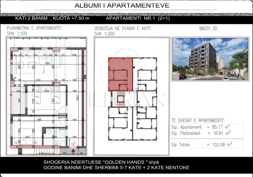 Ofrohet apartament 2+1 Rezidenca Golden Hands Paskuqan