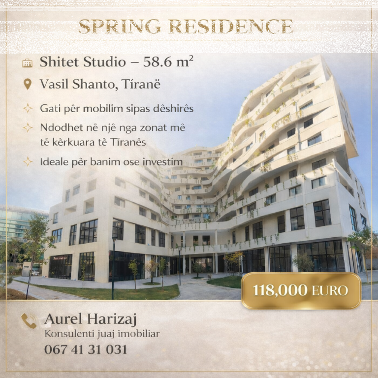 Spring Rezidencë Shitet Studio 56.8 M2.