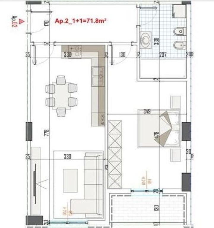 APPARTAMENTO 1+1 NELLA NUOVA ANELLO PASKUQAN PRONTO PER ABITARE! 98.000 € Superficie Totale  84m2