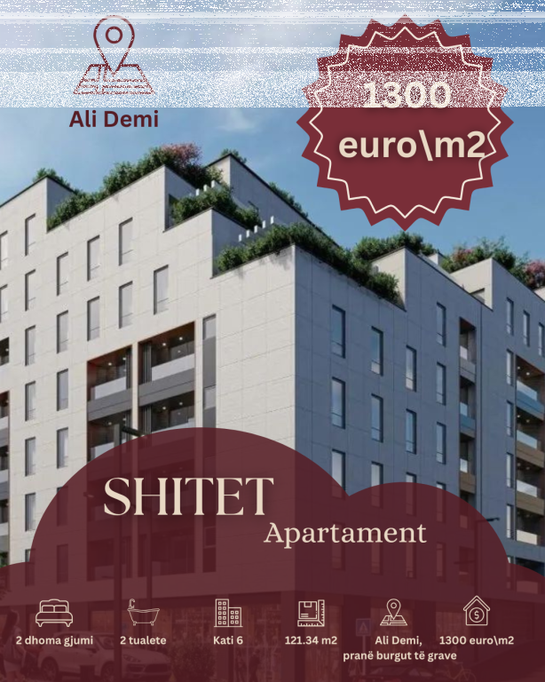 🔥1300 euro/m2 🔥📍Ali Demi Apartment 2+1 for sale