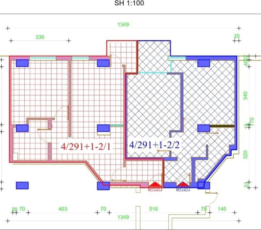 Shiten 2 apartamente 1+1 te 21 Dhjetori, buze rruge, afer hotel Mondial