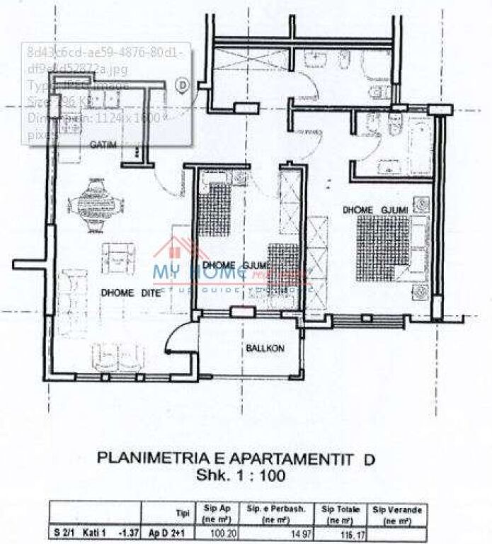 Apartament 2+1 ne shitje ne Fresk ne Tirane
