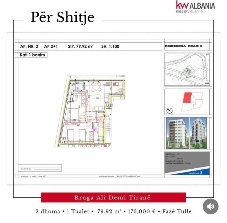 Shitet Apartamet 2+1 Ali Dem