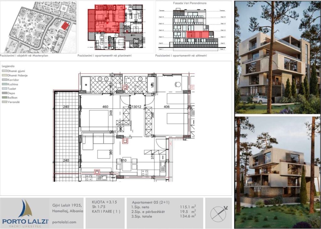 Apartment 2+1 Porto Lalzi, with 2300 eur/m2, 134 m