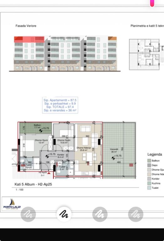 Penthouse 2+1+2 ne shitje, Porto Lalzi
