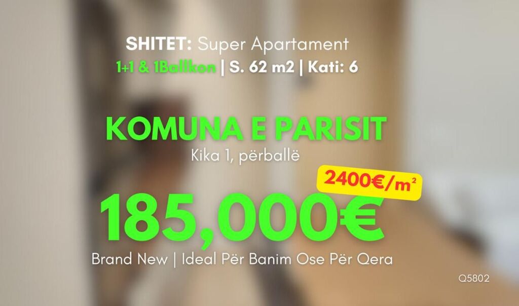 Shitet ✨️LUXURY Apartament ( 📍Komuna Parisit - Përball Kika 1 ) 1+1&amp; 1Bllk. - Vetëm 2400€/m²🔥 AKULL I Ri 100% - 185,000€ 🔥 35,000€ Investim!