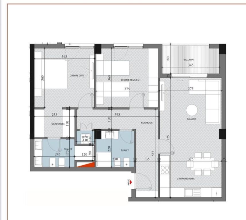 Apartament ne shitje 2+1+2