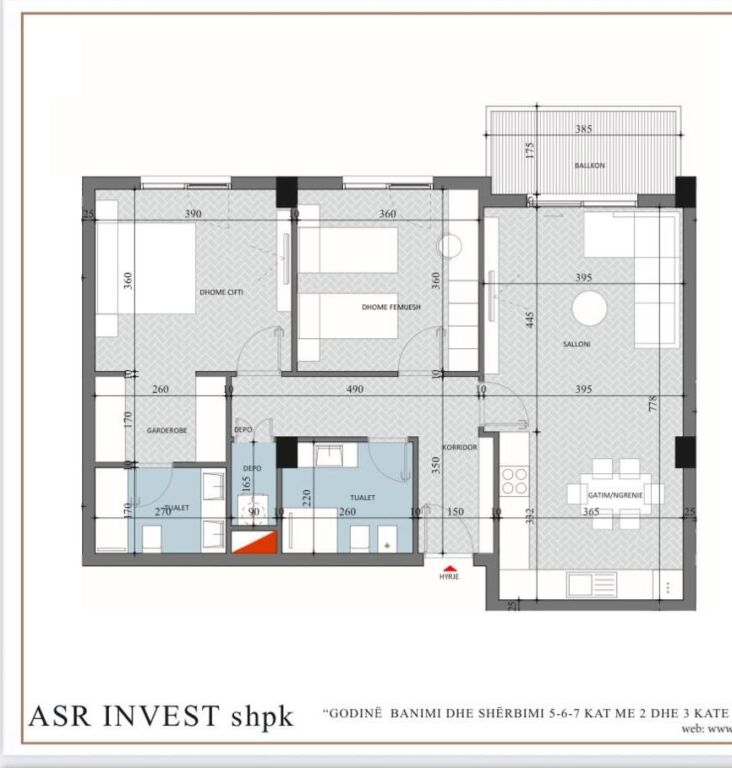Apartament ne shitje 2+1+2
