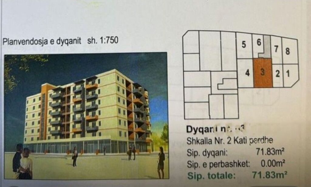 71.83 m2 COMMERCIAL FRONT AREA FOR SALE IN THE FRESKU AREA.