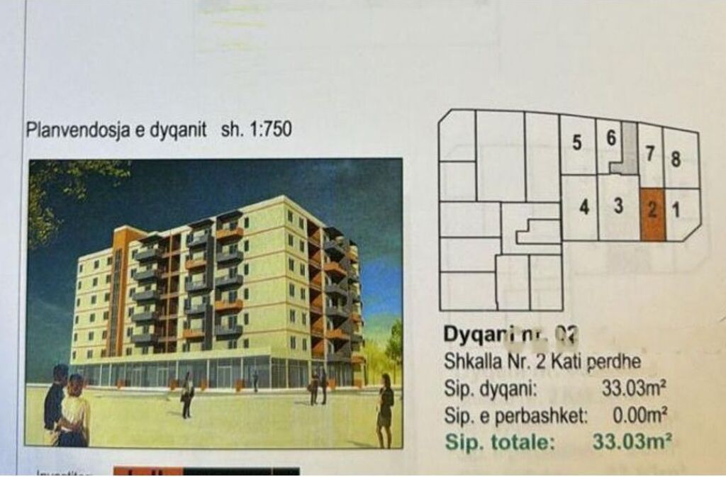 33.03 m2 COMMERCIAL AREA FOR SALE IN THE FRESKU AREA.