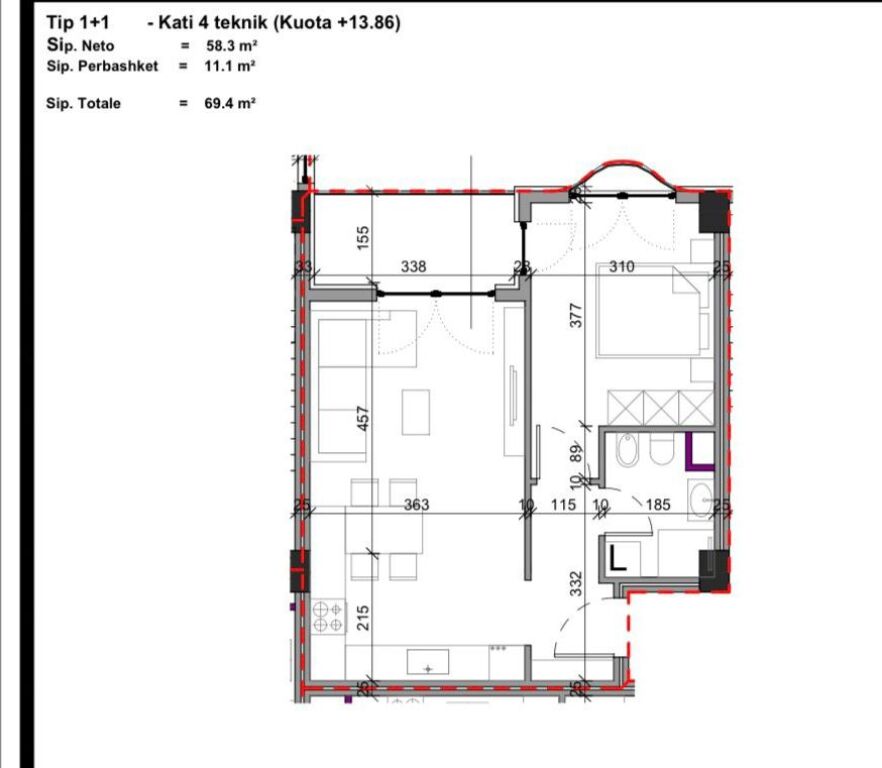 Apartament ne shitje 1+1