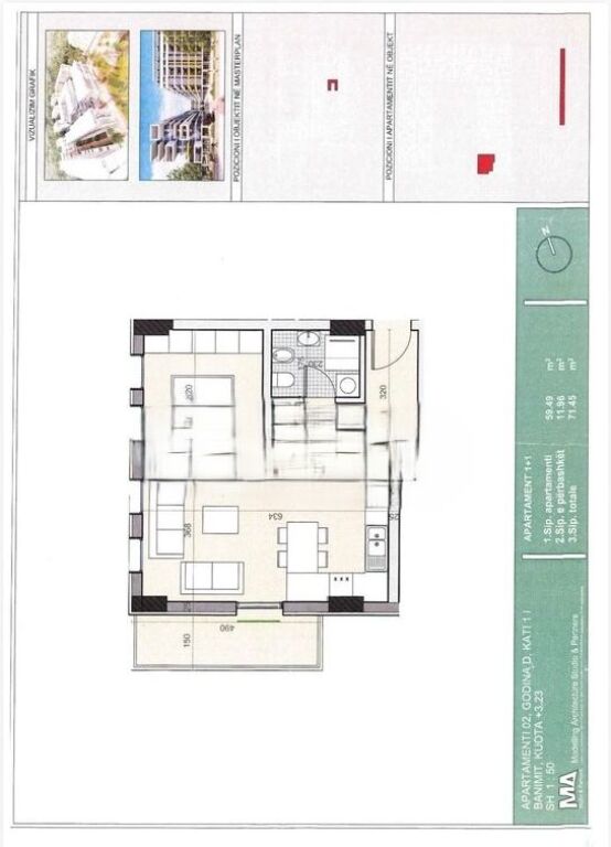 Apartament 1+1+ Post Parkimi për shitje në Univers City 94,000 €
