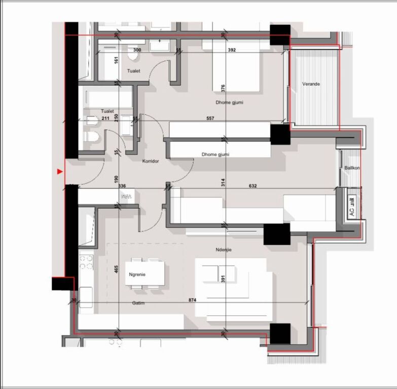 Apartament ne shitje 2+ 1+ 2