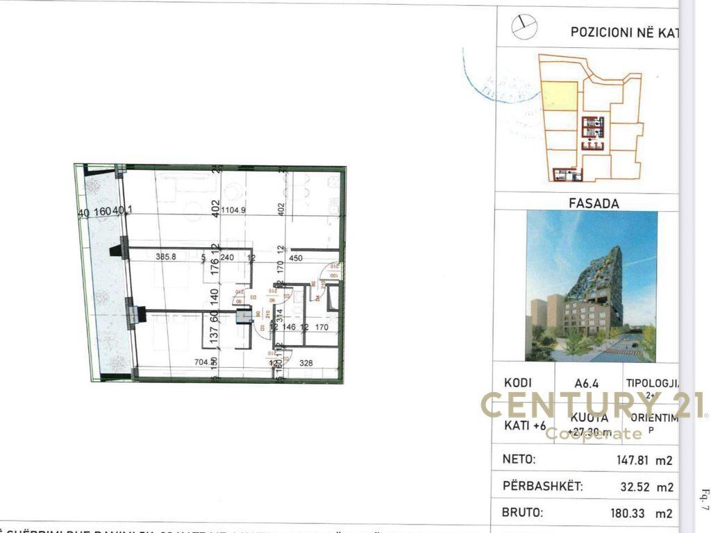 SHESIM APARTAMENT 2+1 NË QENDËR, RRUGA LIMAN KABA 450,000 €